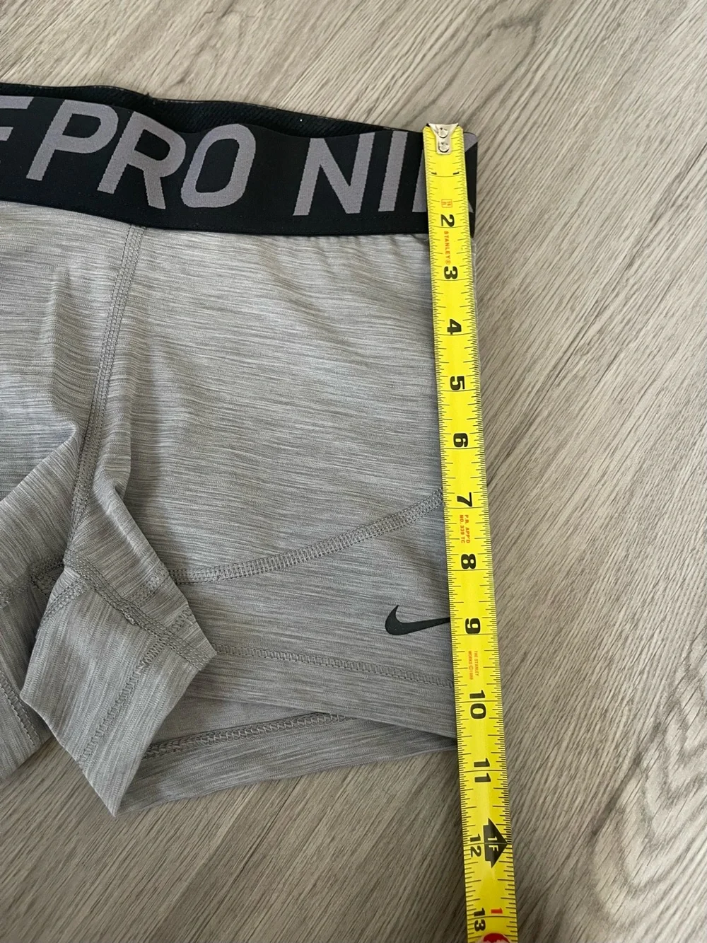 Nike Pro Light Gray Women's Bike Shorts with Black Waistband